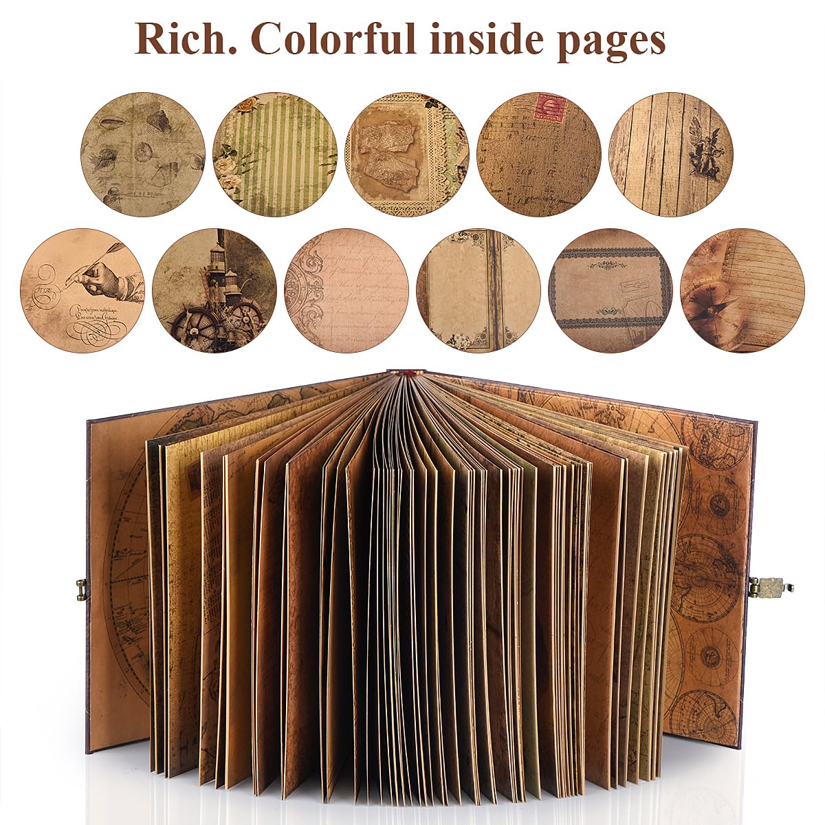 Adventure Scrapbook Photo Album - Retro Embossed Cover Travel Journal & Memory Book Kit | Perfect for Travel Diaries, Vacation Keepsakes & Gift Ideas