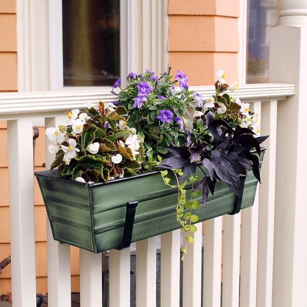 Decorative Flower Box with Wall Brackets - Hanging Planter for Indoor & Outdoor Garden Decor - Perfect for Windows, Balconies, and Patios