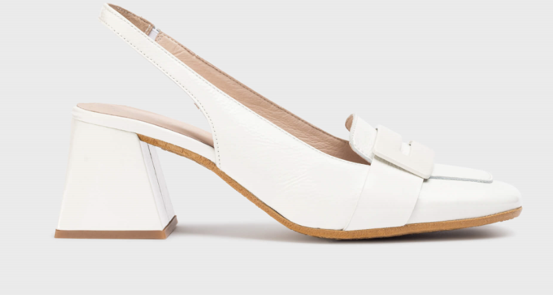WONDERS REBECA White Patent Leather Slingback Heels - Elegant Women's Dress Shoes for Office, Party & Special Occasions