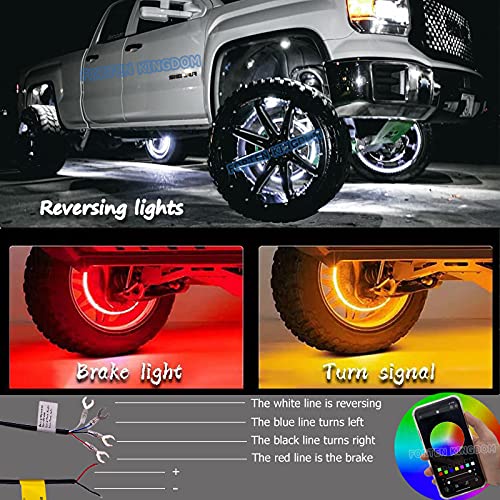17 Inch LED Wheel Ring Lights for Cars & Trucks - Multiple Color Modes, Universal Fit (21-28 Inch Tires) - Enhance Night Driving & Customize Your Ride