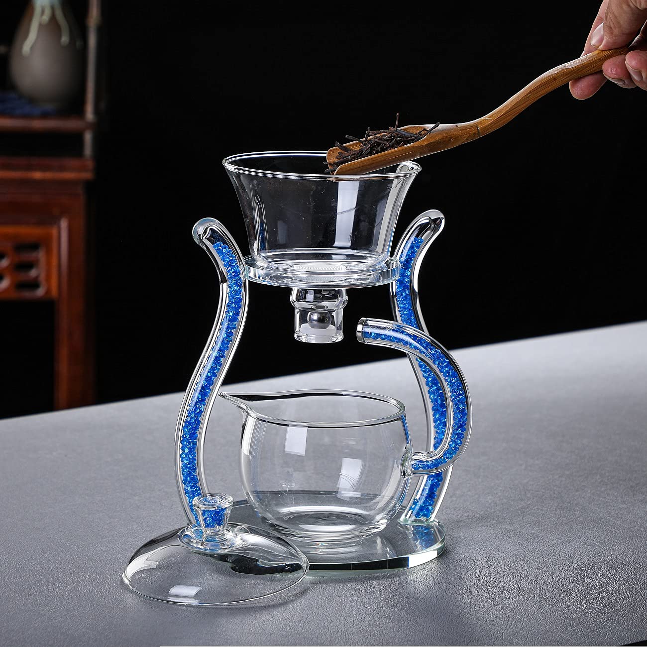RORA Semi-Automatic Rotating Glass Teapot Set with Infuser - Kungfu Tea Maker for 6 Cups - Perfect for Home, Office & Gift Giving - Elegant Lazy Tea Brewing Experience
