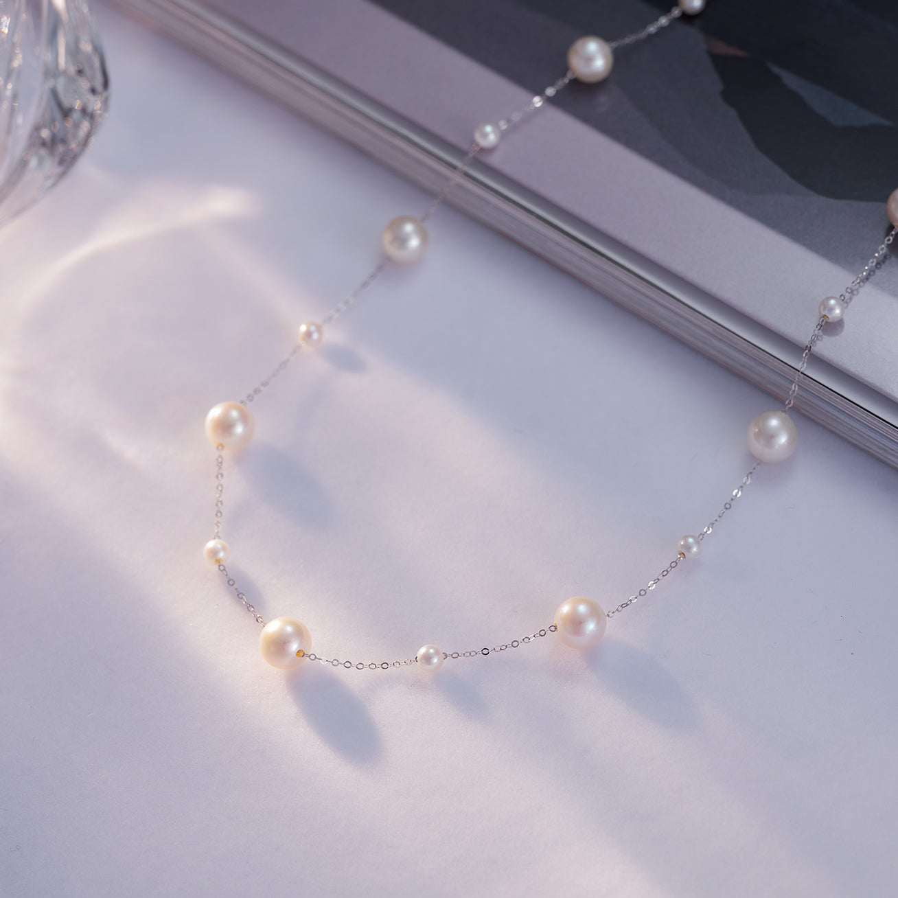 18K Solid Gold Freshwater Pearl Necklace for Women - Elegant Bridal Jewelry Gift, Wedding, Anniversary & Special Occasions