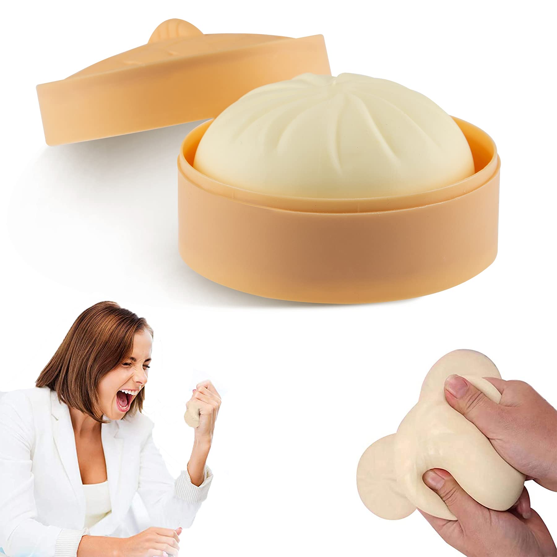 Holgosiu Dumpling Squishy Stress Ball - Sensory Fidget Toy for Anxiety Relief, ADHD & Stress - Soft Dough Squeeze Ball for Adults & Kids - Perfect for Office, Classroom & Home Relaxation