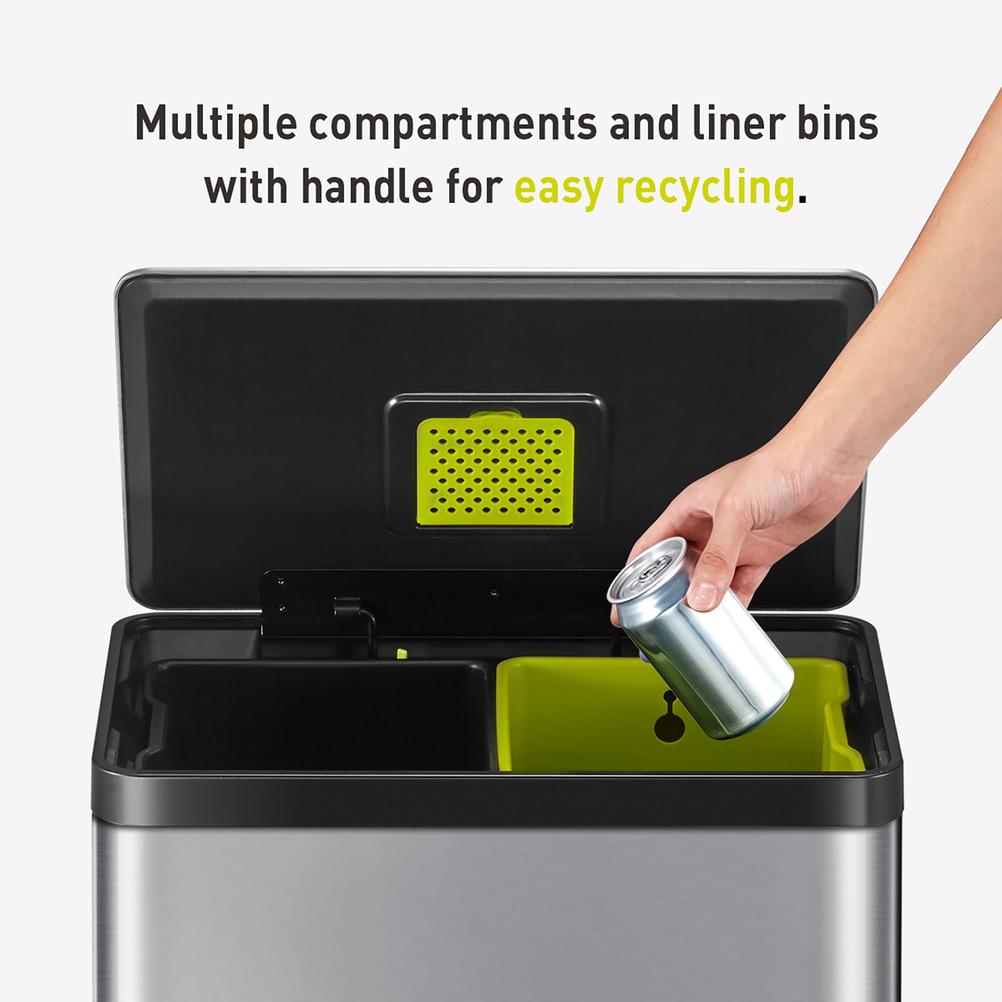 EcoCasa II Step Dual Compartment 20L+20L Recycling Bin - Perfect for Kitchen, Office & Eco-Friendly Waste Sorting