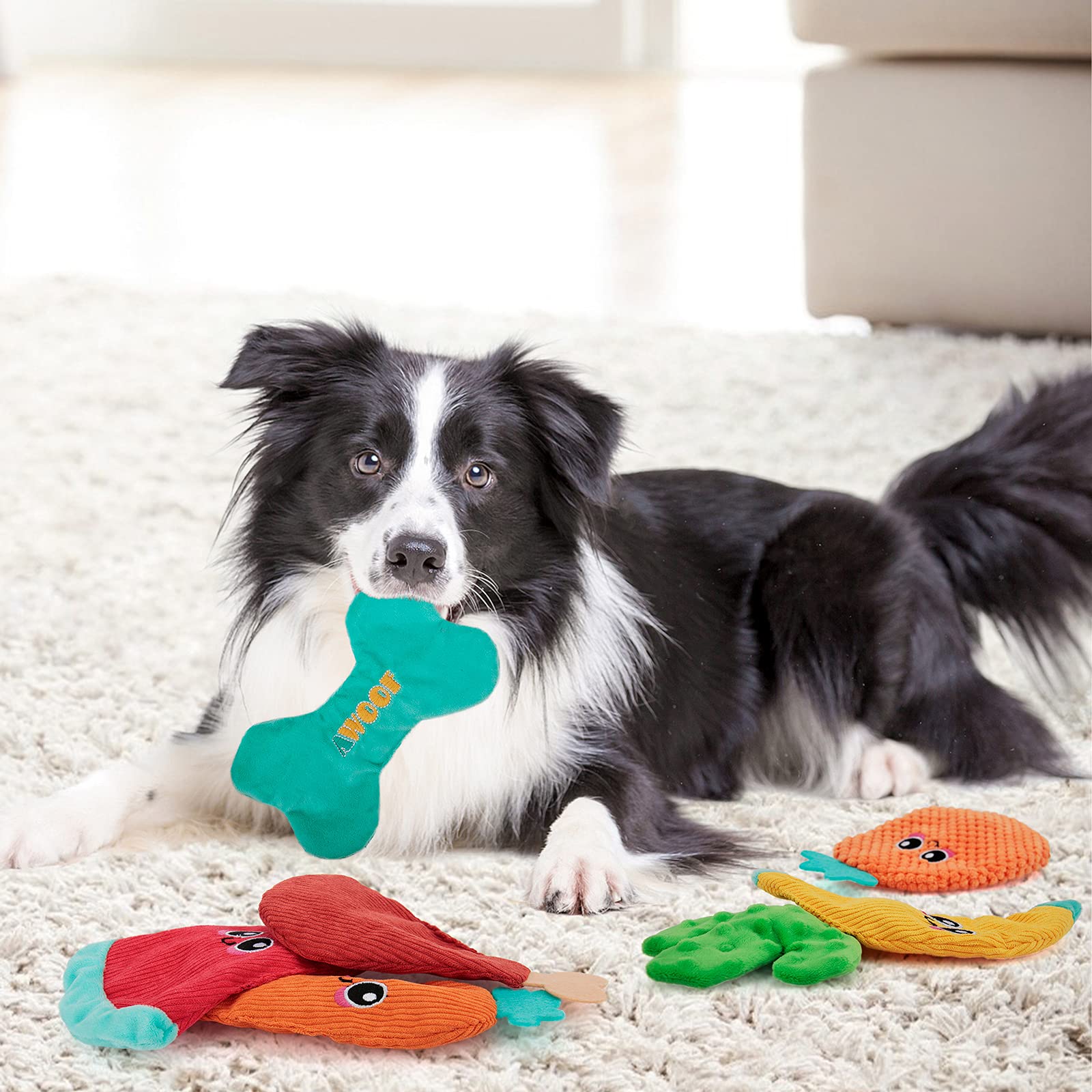 **Durable Crinkle Dog Toys for Aggressive Chewers - 8 Pack No-Stuffing Chew Toys for Small, Medium & Large Dogs - Tough, Interactive Teething Toys for Puppies & Large Breeds - Perfect for Indoor Play & Training**