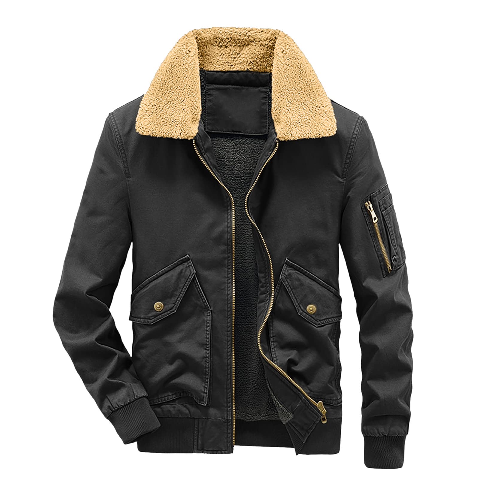 Big and Tall Men's Winter Coat - Heavy Duty Patchwork Zipper Jacket for Cold Weather | Outdoor Windproof Warm Loose Fit Blouse Top for Autumn & Winter | Perfect for Hiking, Camping and Daily Wear
