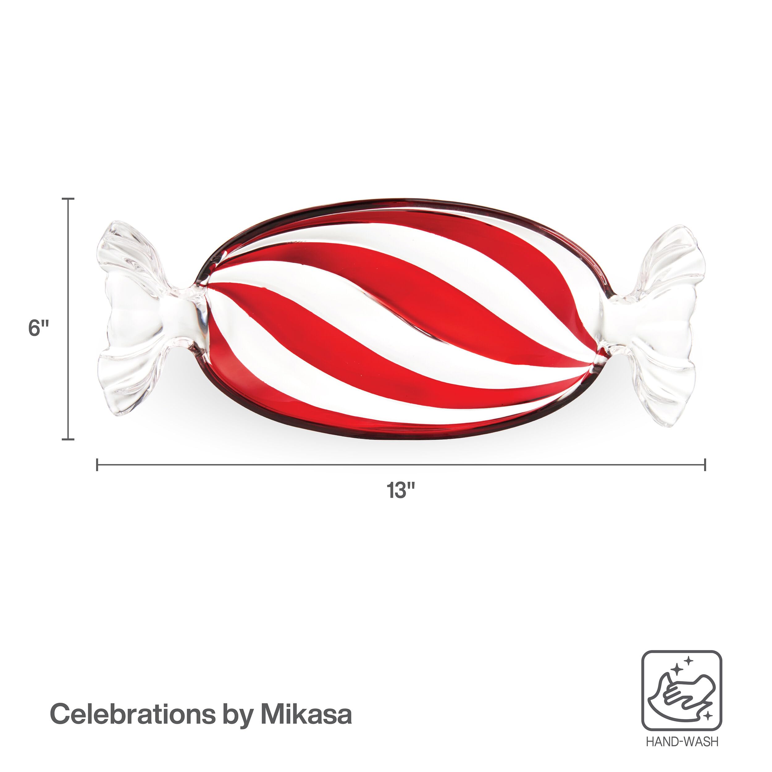 Mikasa Peppermint Christmas Holiday Twist Glass Candy Dish - 13.75 Inch Festive Serving Bowl for Holiday Parties, Candy Display & Home Decor