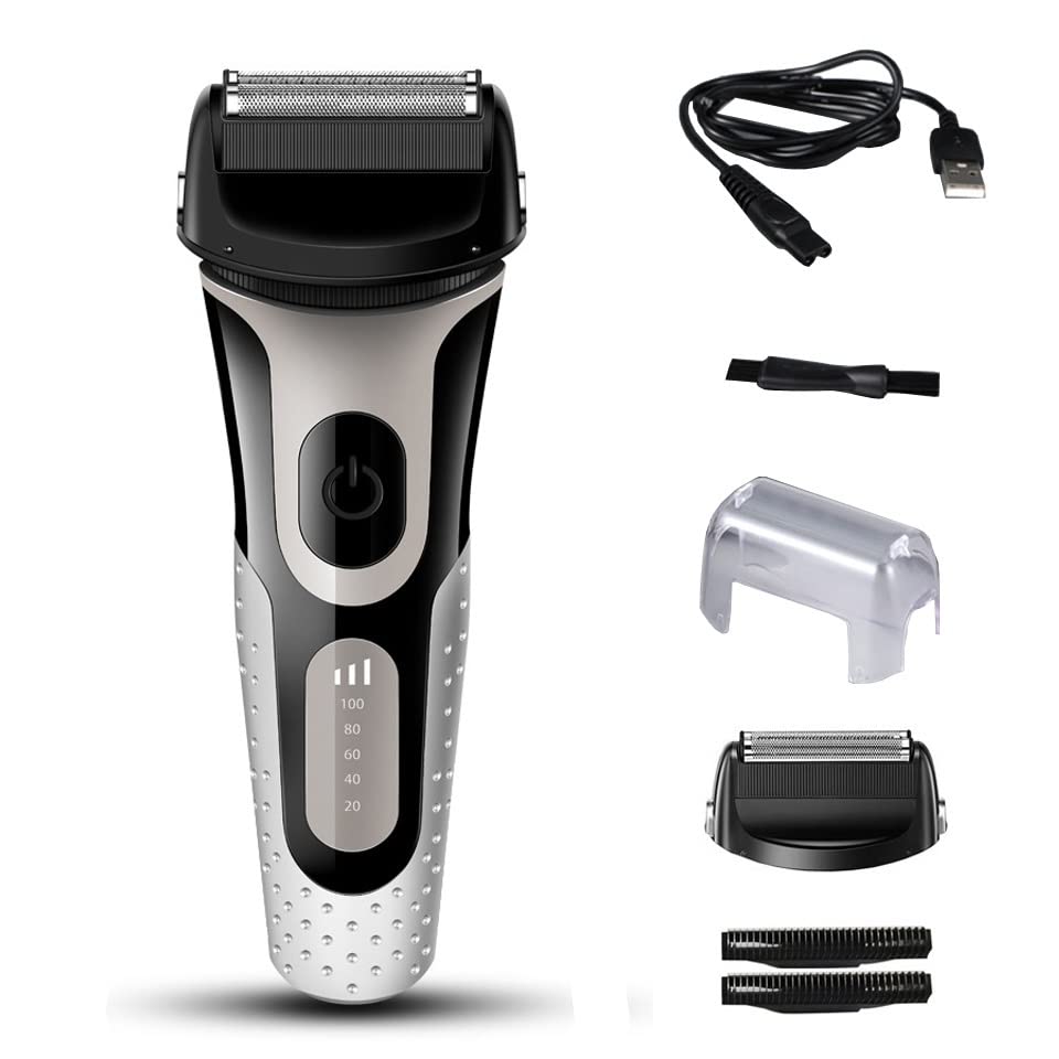 Best Electric Razors for Men - USB Rechargeable Beard Trimmer & Shaver with Standard Head Net - Perfect for Home, Travel & Daily Grooming