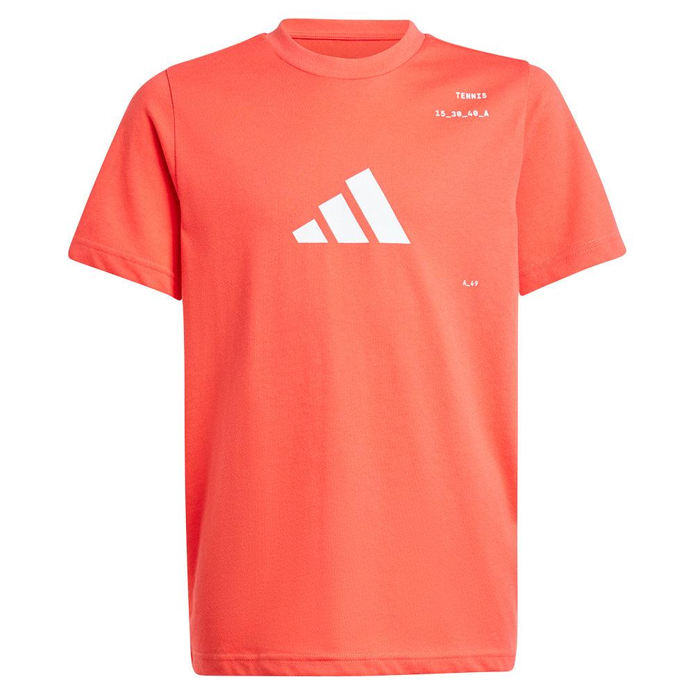 **Boys' Graphic Tennis Shirt - Semi Lucid Red | Breathable & Stylish Activewear for Kids | Perfect for Tennis, School & Casual Wear**