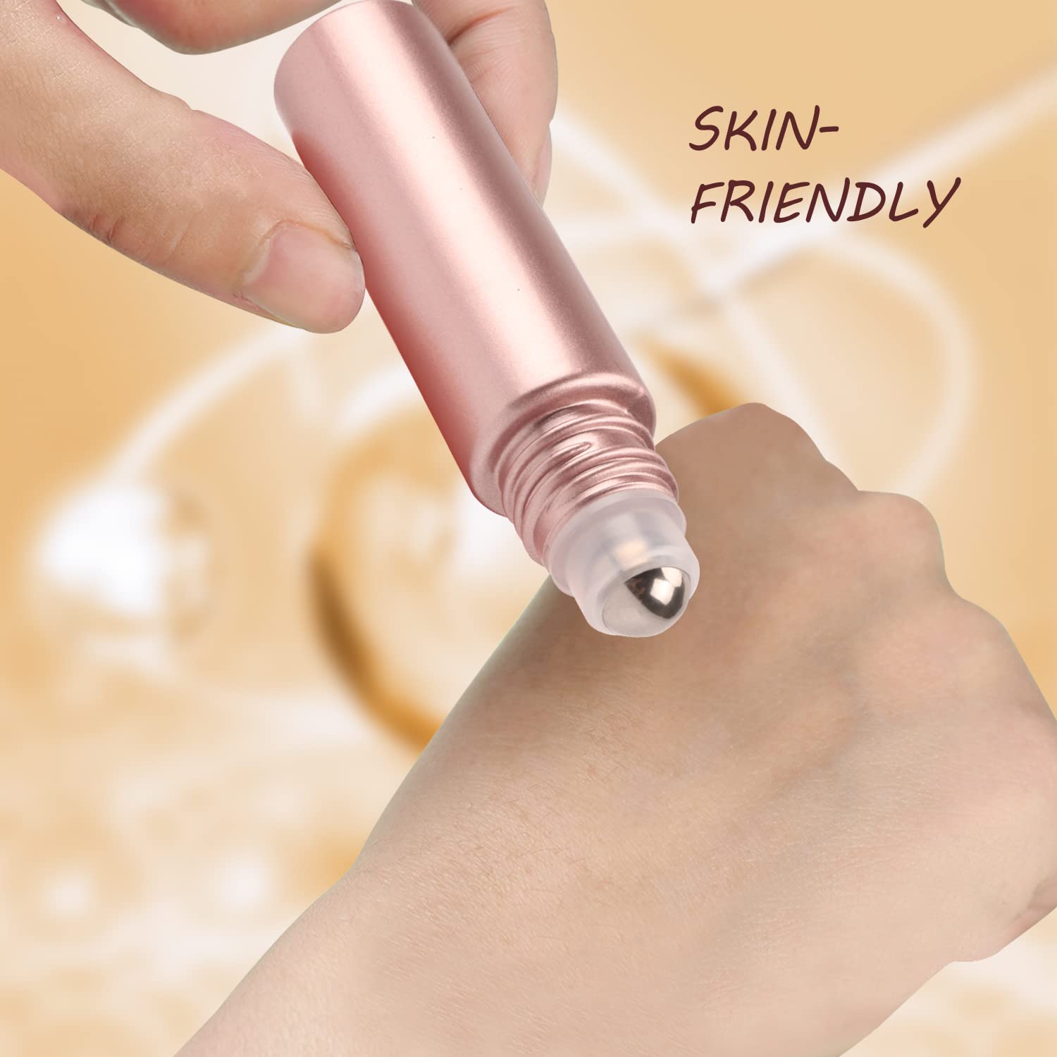 10 Pack 10ml Pink Glass Essential Oil Roller Bottles - Refillable Roll On Bottles with Stainless Steel Roller Ball - Perfect for Aromatherapy, Travel Perfume & DIY Essential Oil Blends