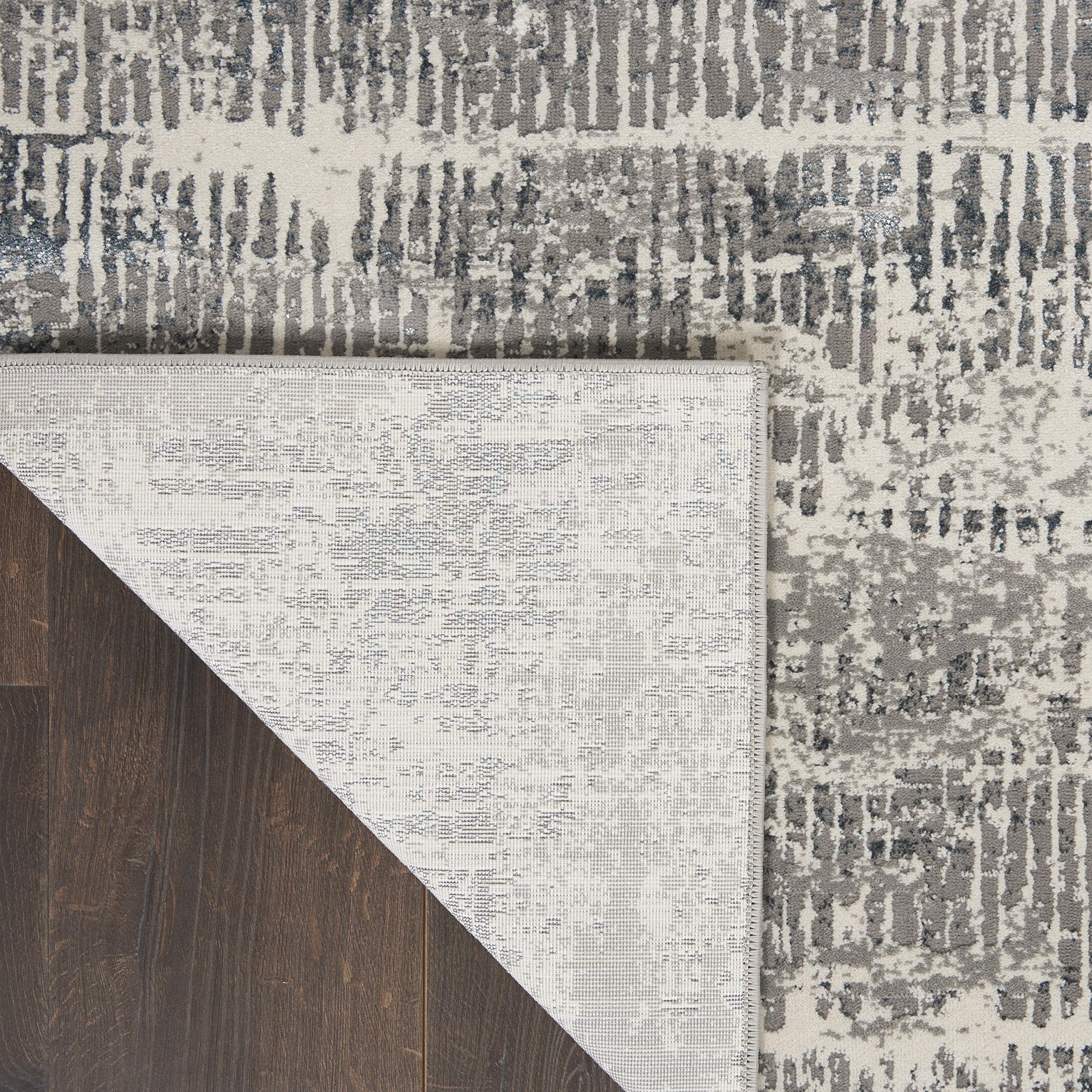 Michael Amini MA90 Uptown Abstract Ivory/Grey 8' Runner Area Rug, 2'2