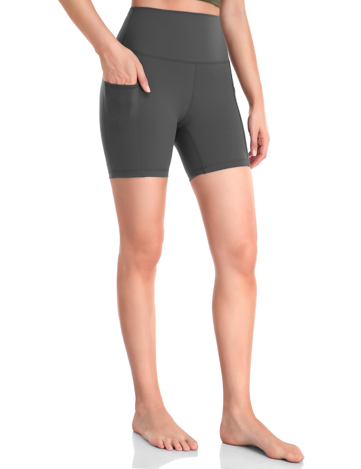 HeyNuts Women's High Waist Biker Shorts with Side Pockets - 4
