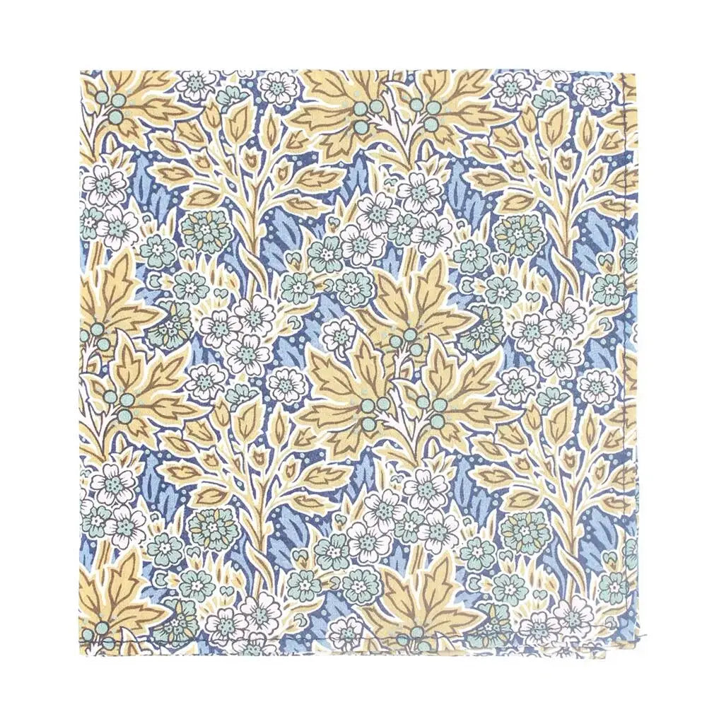 LA Smith Aubrey Forest Tie and Pocket Square Set - Premium Liberty Fabric for Men - Perfect for Weddings, Business Meetings & Formal Events