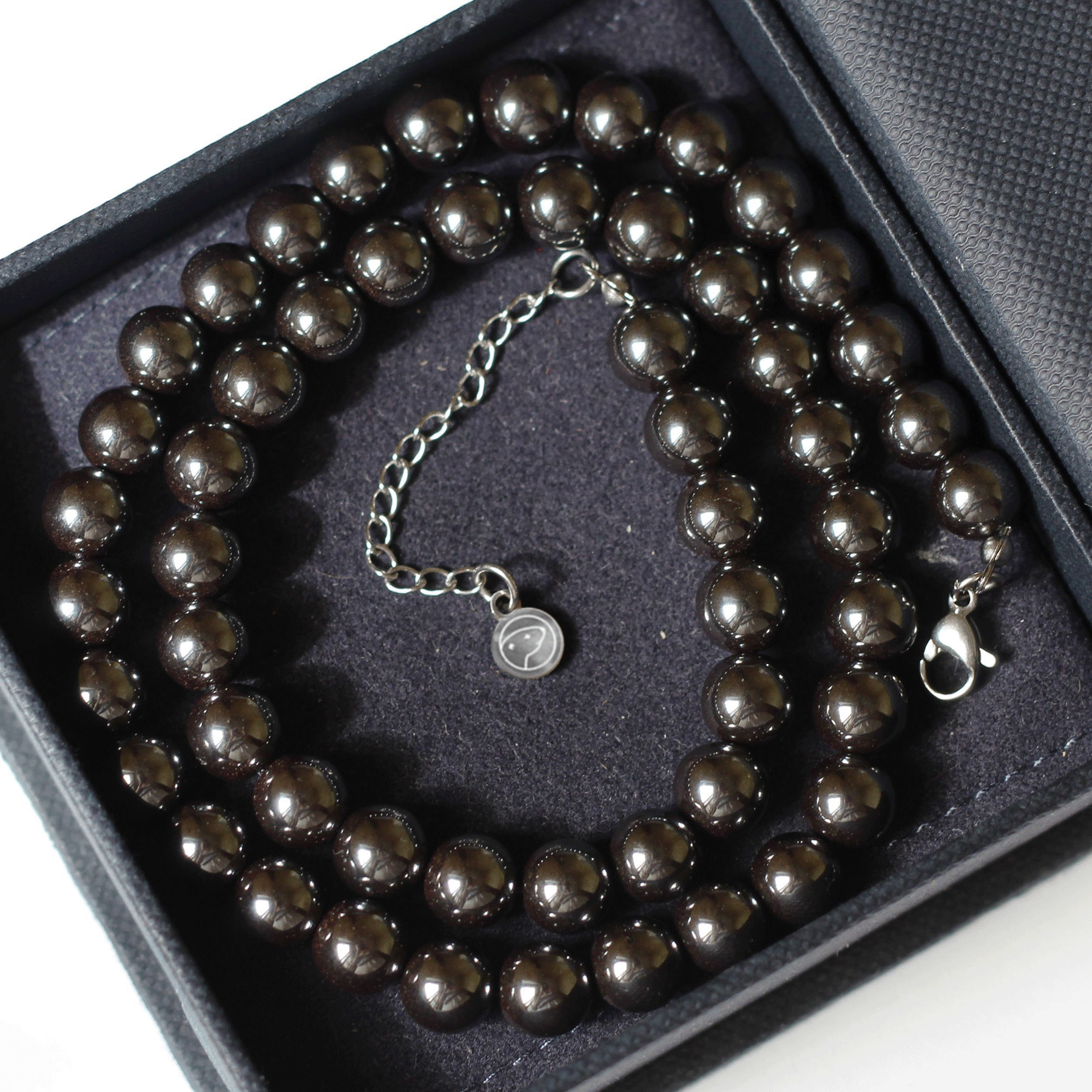 Hematite Beaded Necklace for Women - Healing Stone Jewelry with Magnetic Therapy - Elegant Black Gemstone Bead Necklace for Stress Relief & Energy Balance | Perfect for Meditation, Yoga & Spiritual Healing