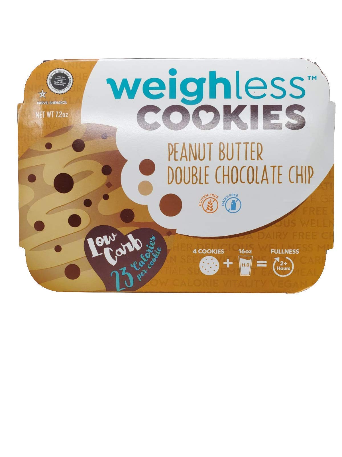 Weighless Cookies Peanut Butter Double Chocolate Chip - 12 Pack | Healthy Gluten-Free Low-Carb Snacks | Only 23 Calories Per Cookie | Perfect for Keto Diet, Weight Loss & On-the-Go Snacking