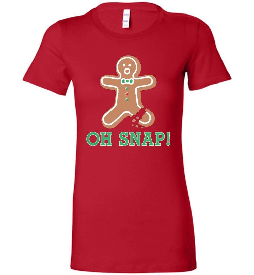 Funny Oh Snap Gingerbread Man Graphic Tee for Women - Casual Christmas Holiday T-Shirt for Parties, Gifts & Festive Outfits