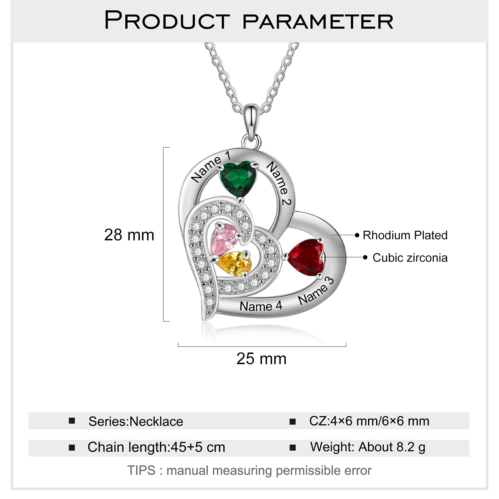 Personalized Birthstone Necklace for Women - Custom Name Mother's Jewelry Gift for Mom, Grandma, Wife & Daughter | Perfect for Mother's Day, Birthday & Anniversary Gifts