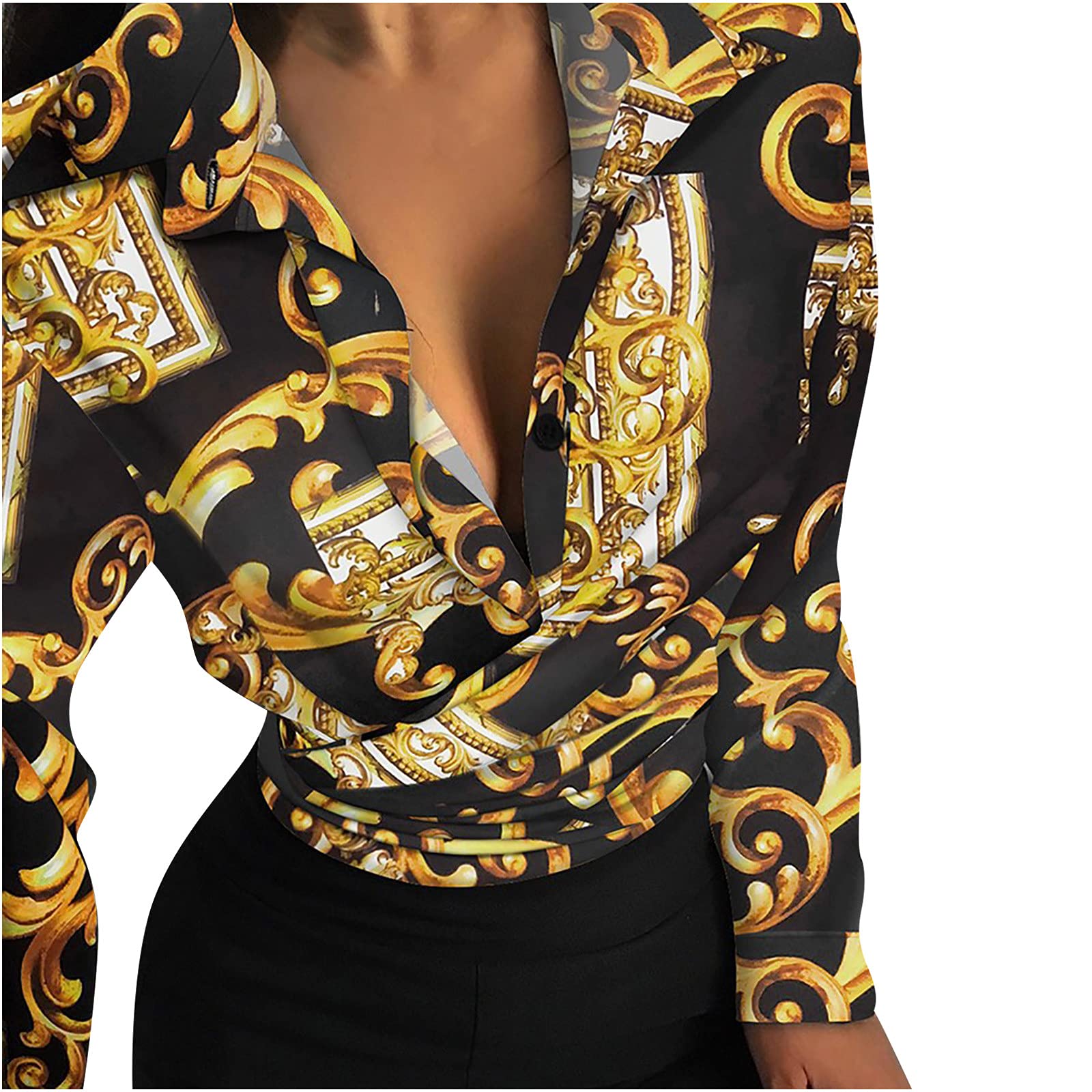 Anjikang Women's Silk Blouse - V-Neck Wrap Top for Work & Casual Wear