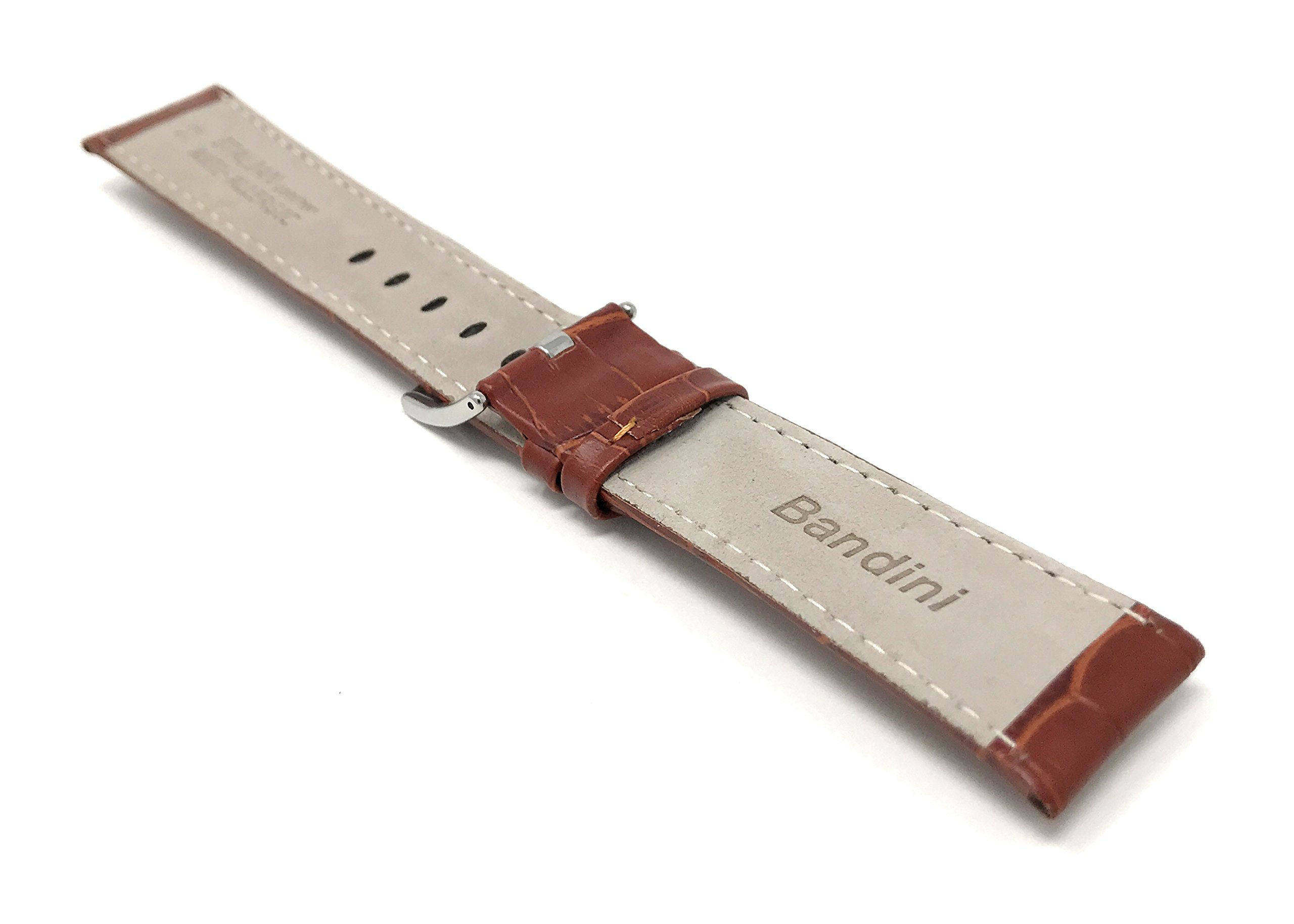 18mm Alligator Leather Watch Band for Men - Classic & Smart Watch Strap Replacement - Cognac Brown for Formal & Casual Wear