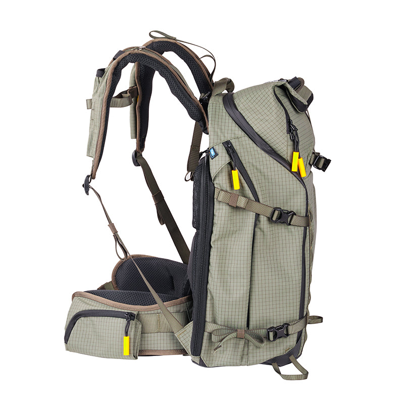 VEO Active 49 Khaki Green Camera Backpack with USB Charger Port - Waterproof DSLR Bag for Travel, Hiking & Photography Accessories Storage
