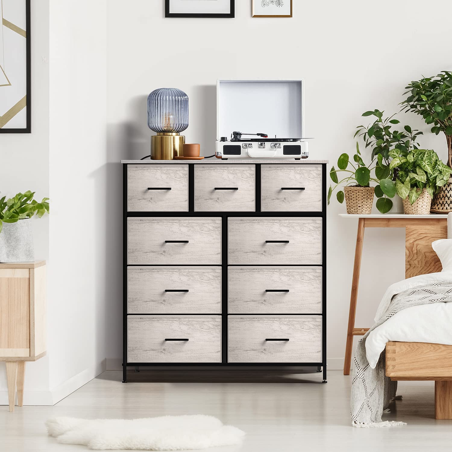 Sorbus 9-Drawer Dresser Organizer - Faux Wood Storage Chest for Clothes & Accessories - Bedroom, Closet, Dorm Room Furniture with Steel Frame & Wood Top - Perfect for Small Spaces, Apartment Living & Home Organization