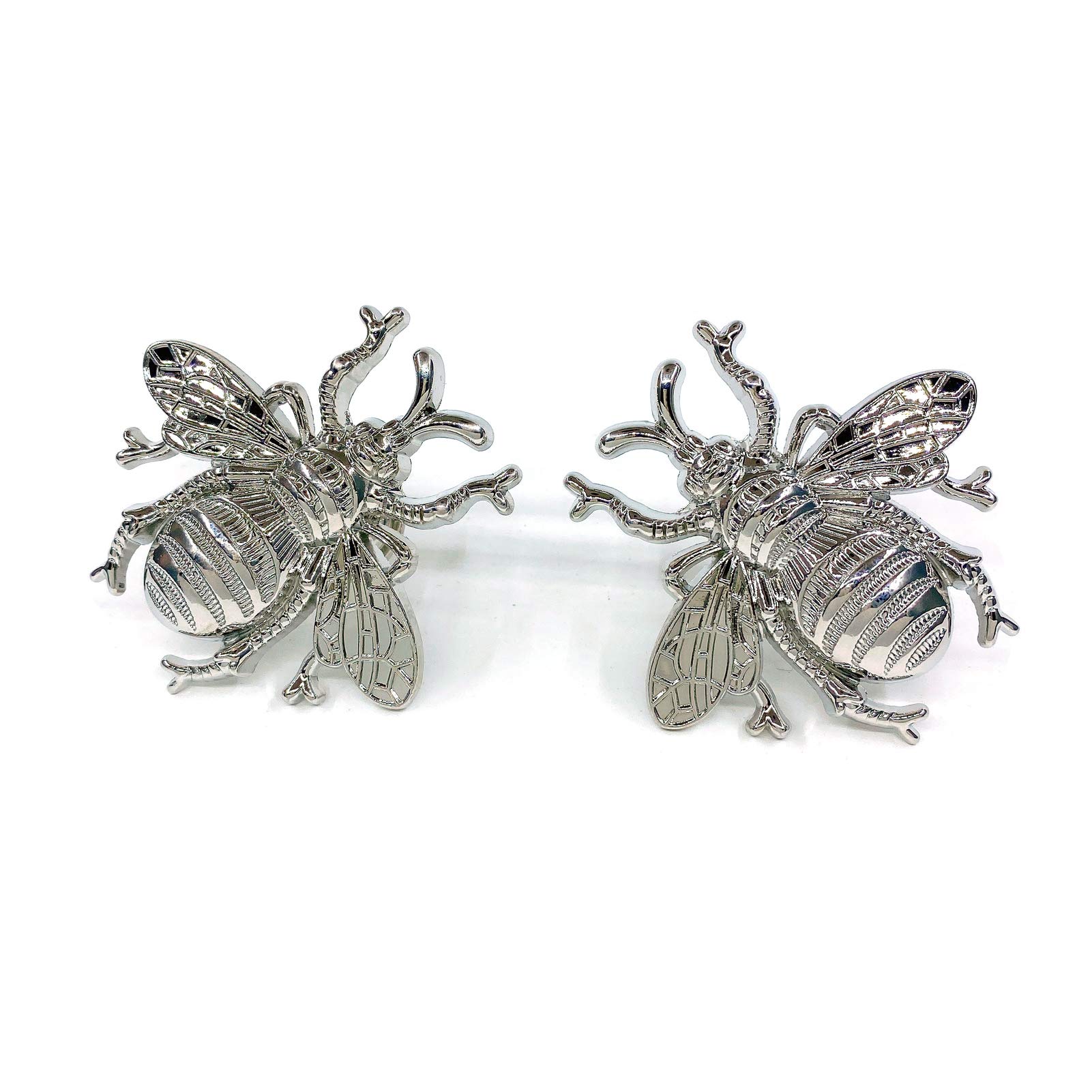 Bee Knob Drawer Pulls - Silver Cabinet Handles for Dresser, Wardrobe & Kitchen Decor - Spring Floral Garden Insect Theme (Set of 4) - Perfect for Home Renovation & DIY Furniture Upgrade