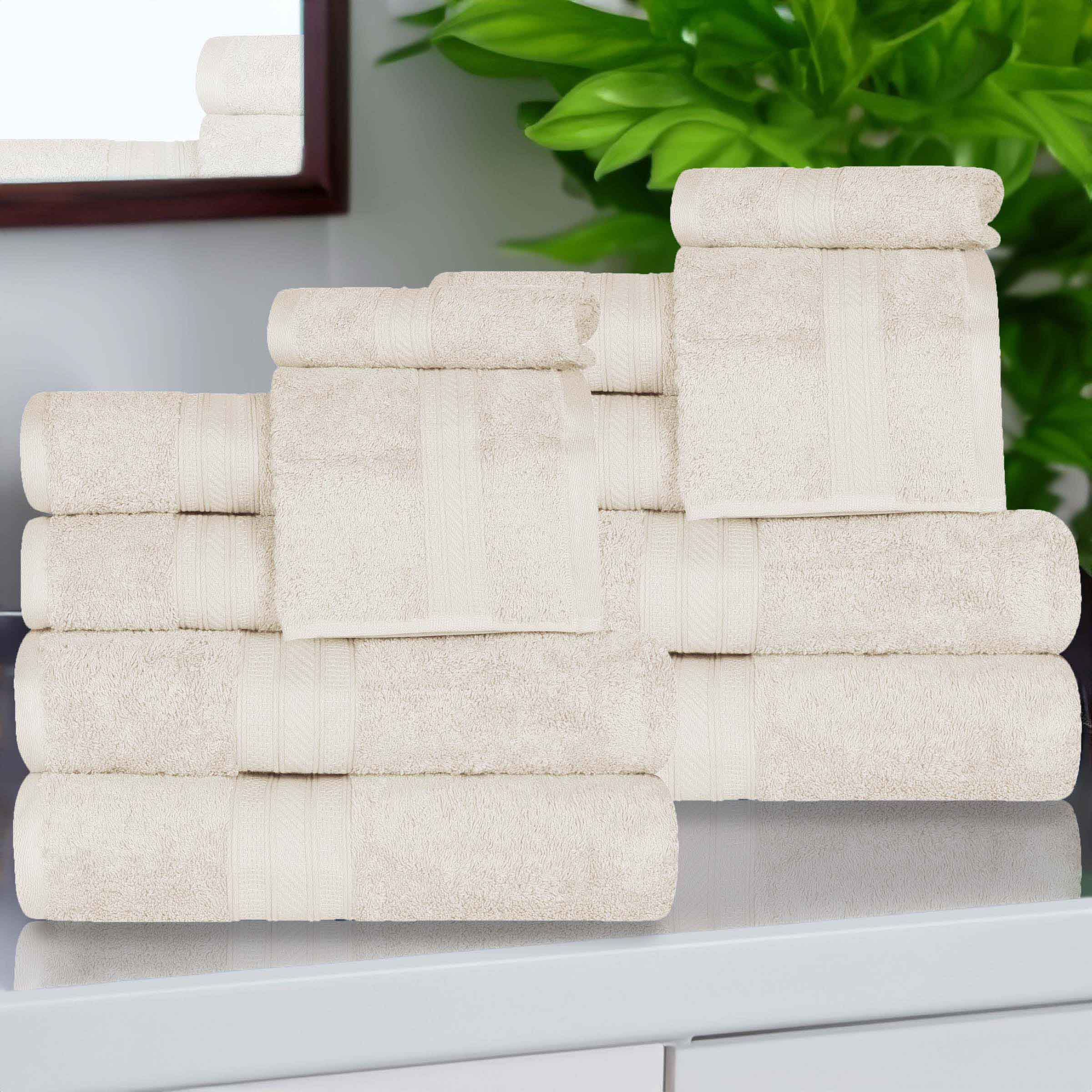Premium Atlas Cotton Plush Heavyweight Luxury 12-Piece Bath Towel Set - Ultra Soft & Absorbent for Spa, Hotel, and Home Use