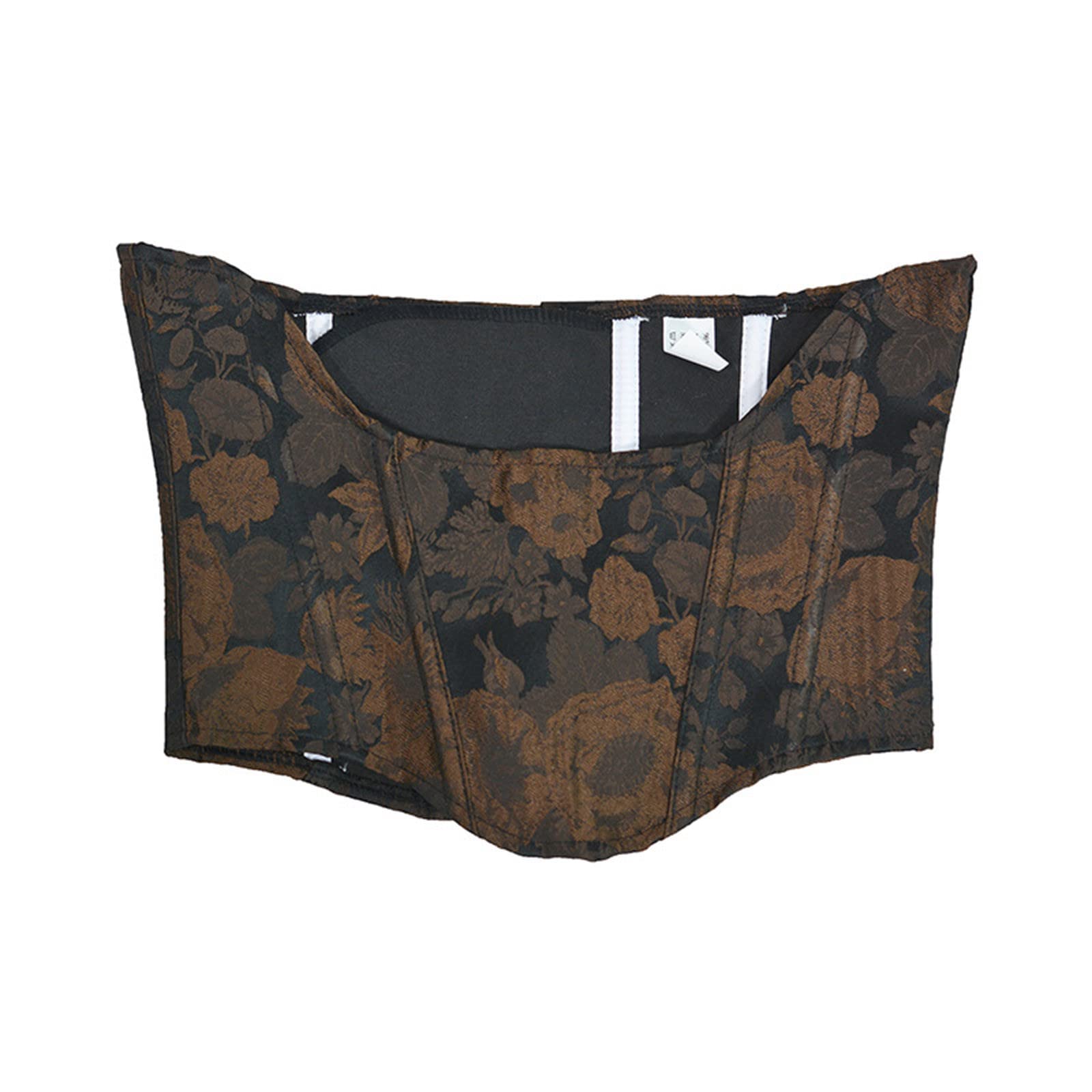 Women's Floral Print Strapless Bustier Corset Top - Lace Up Back, Sleeveless Bandeau Tube Crop Top for Summer Outfits, Date Night & Festival Fashion