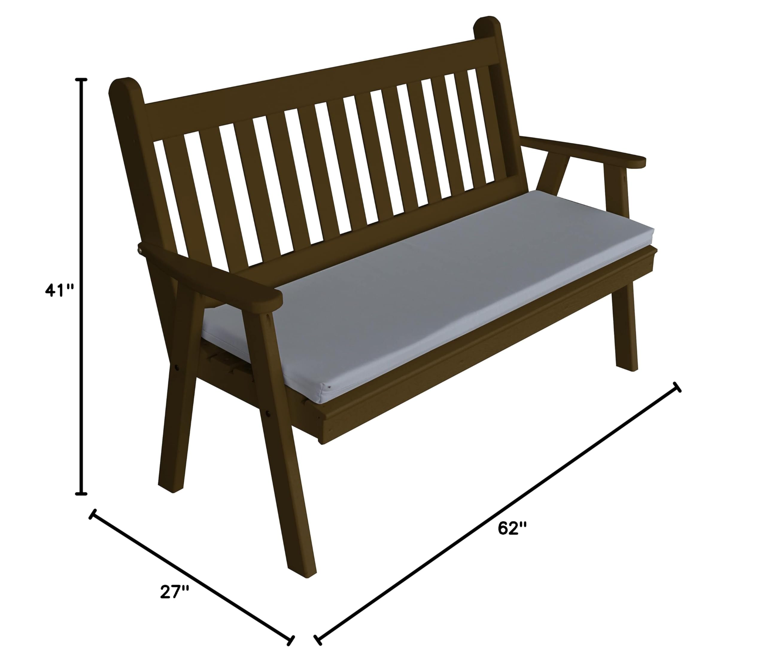 5' Traditional English Garden Bench by Furniture Barn USA - Solid Pine Wood Outdoor Bench for Patio, Garden, and Backyard - Perfect for Relaxing and Entertaining Outdoors