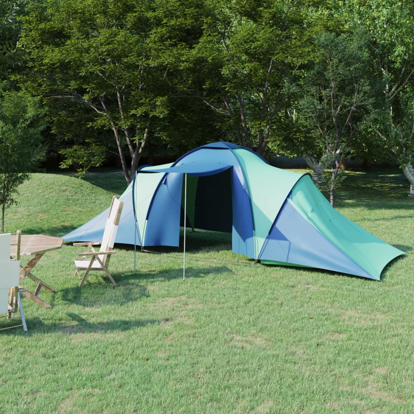 MOONAIRY 6-Person Camping Tent - Waterproof, Lightweight, Easy Setup, Blue & Green - Perfect for Family Camping, Hiking, and Outdoor Adventures