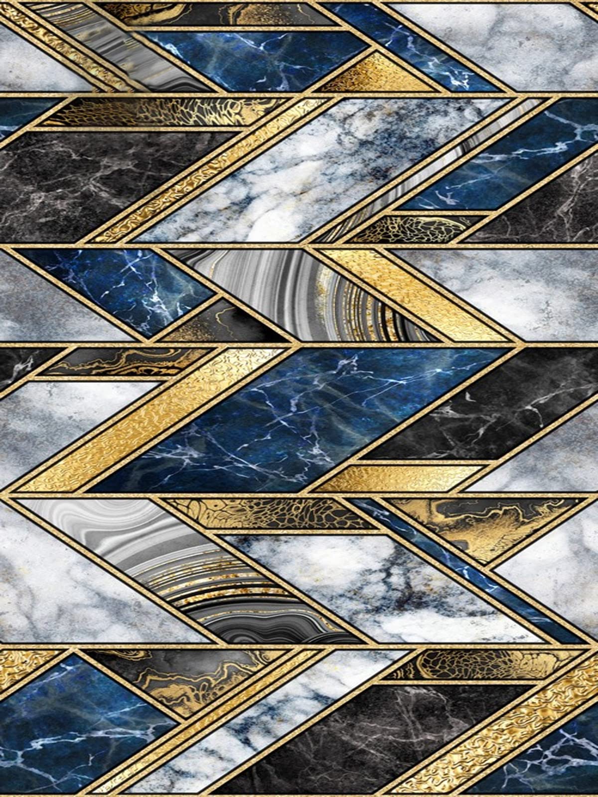 Modern Navy Gold Grey Marble Abstract Geometric Striped Area Rug 6x8 - Aesthetic Boho Chic Carpet for Living Room, Dining Room, Bedroom, Home Office, Farmhouse & Kitchen Runner - Perfect for Retro Accent, Floor Decor & Cozy Home Styling
