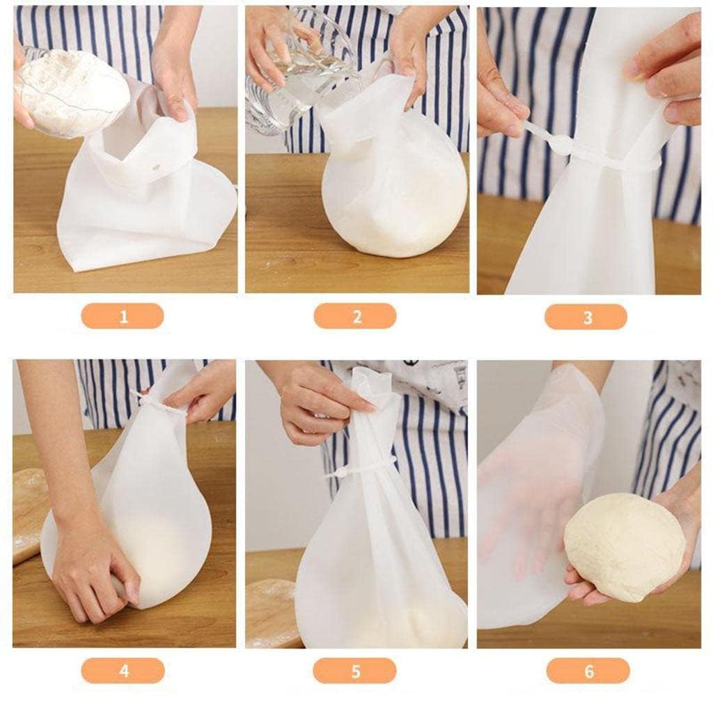 Hofex Reusable Food Grade Silicone Dough Kneading Bag - Multi-Purpose Pastry Mixing Tool with Mariner Ring for Baking, Cooking & Storage | Perfect for Bread, Pizza Dough & Cookie Making