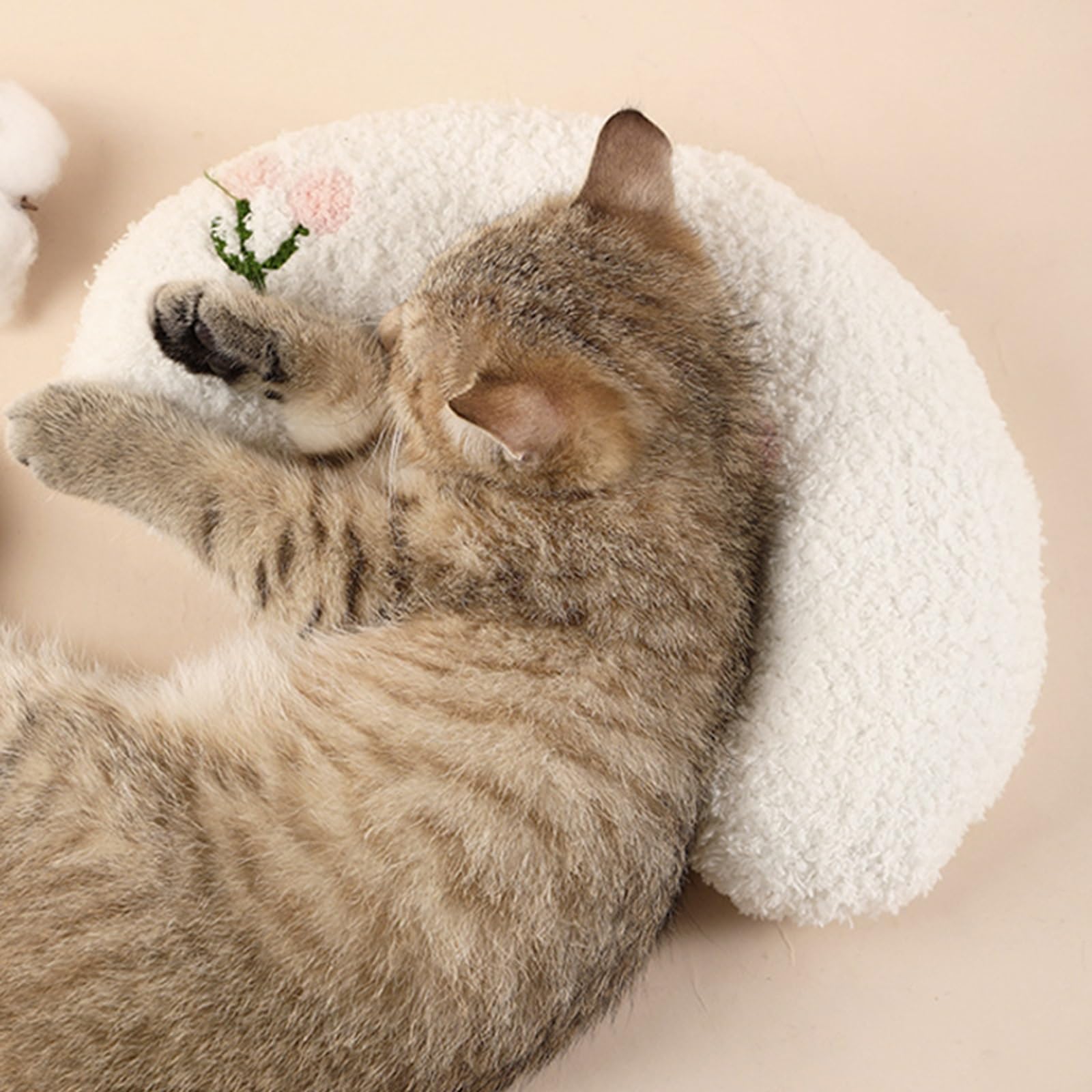 Ultra Soft Fluffy Pet Pillow for Cats & Dogs - Calming Donut Cuddler Bed for Joint Relief & Anxiety - Machine Washable White Pet Bed - Perfect for Sleeping, Relaxing & Stress Relief at Home