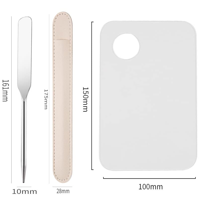 Premium Stainless Steel Makeup Spatula Set - Korean Style Cosmetic Tool with Palette for Foundation, Cream & Skincare Application - Perfect for Professional Artists & Home Beauty Routines