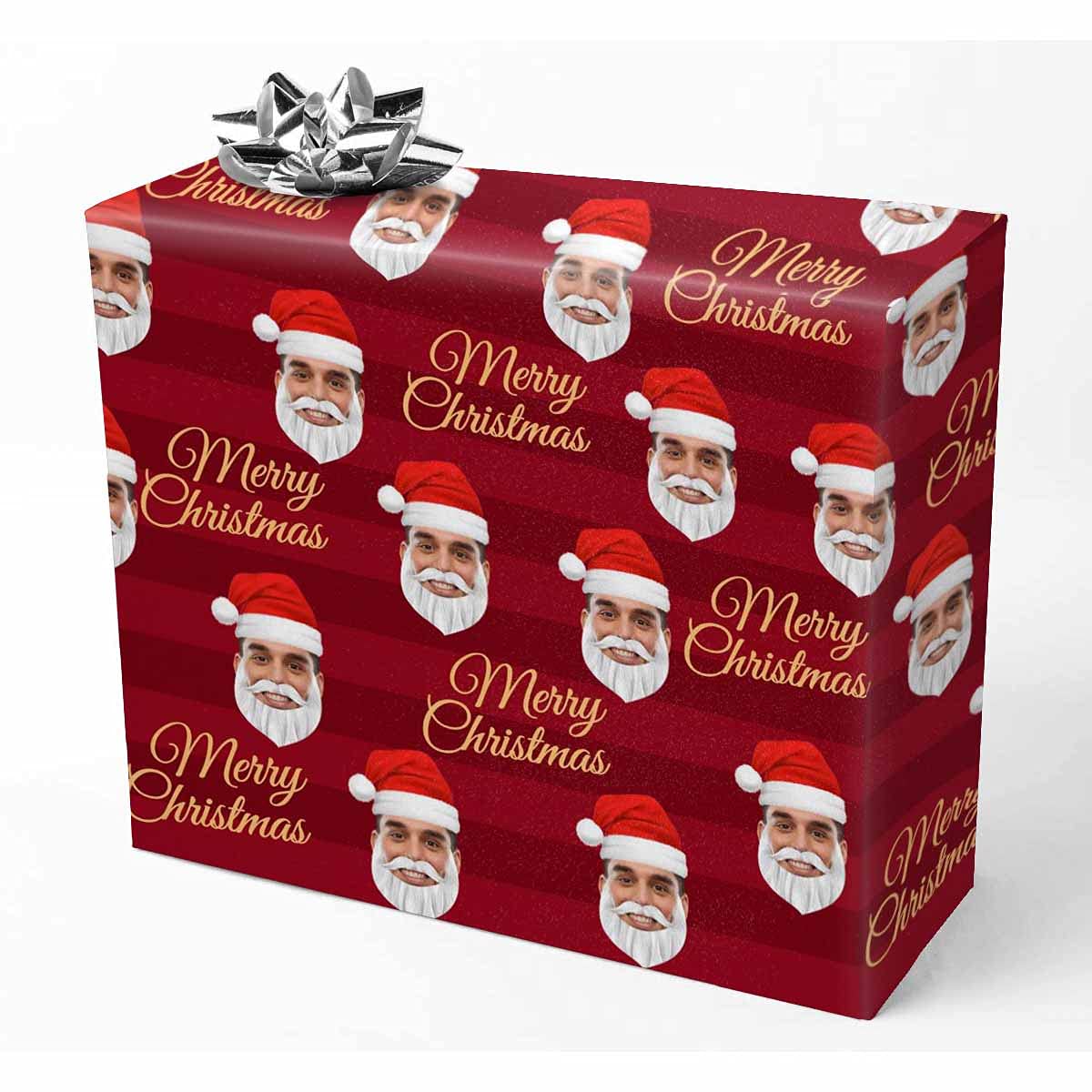 Custom Photo Christmas Wrapping Paper with Santa Claus Design - Personalized Birthday Gift Wrap Sheet (58