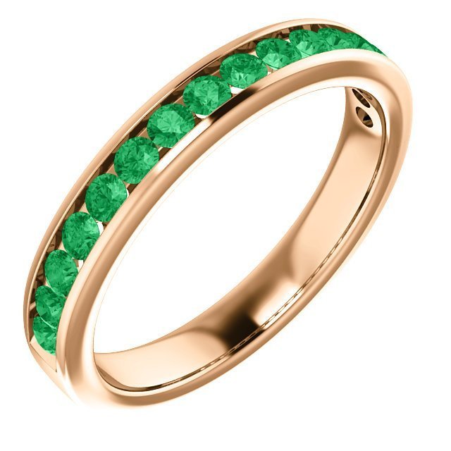14K Gold 0.64 CTW Emerald Channel Set Wedding Band Ring - Perfect for Engagement, Anniversary & Special Occasion Gifts