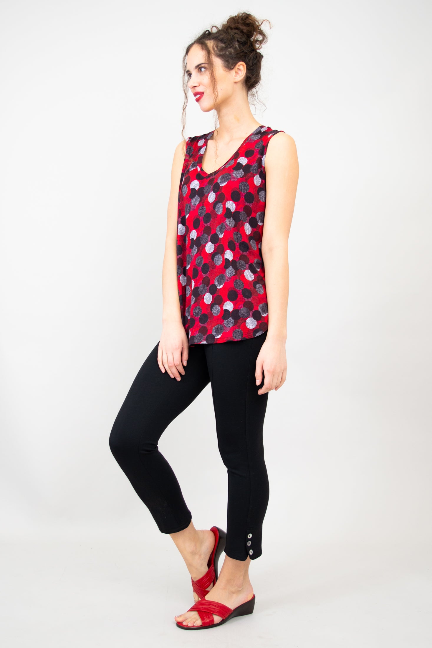 Jackie Tank Top - Stylish Polka Dot Dance Shirt - Soft Bamboo Fabric - Perfect for Dance Classes & Summer Outfits - Final Sale