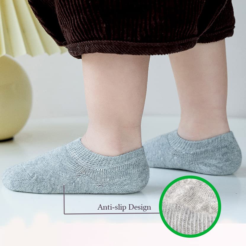 Marchare Baby No Show Socks - Soft Cotton Non-Slip Low Cut Socks for Girls & Boys (6/10 Pairs Value Pack) - Perfect for Infants & Toddlers - Ideal for Everyday Wear, School, and Playtime