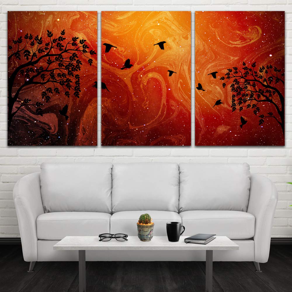 Starry Night Galaxy 3-Panel Canvas Wall Art - 24