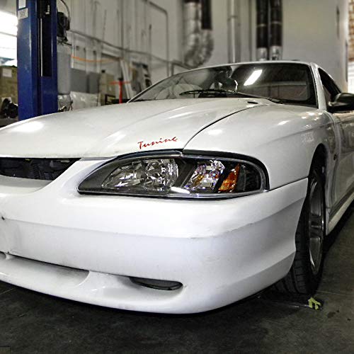 **94-98 Mustang Headlights & Corner Lamps - 2-in-1 Black Clear LED Replacement for Improved Visibility - Perfect for Night Driving & Car Upgrades**