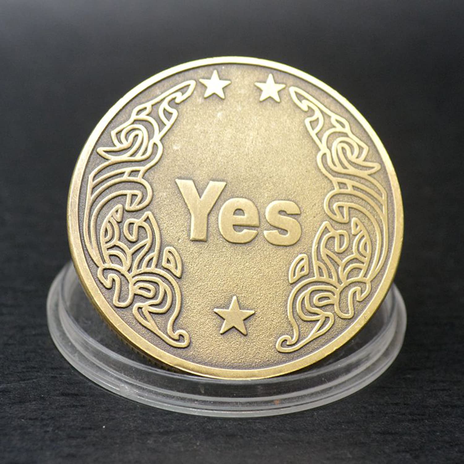 Joygulls YES NO Flipper Challenge Coin - Decision Making Tool for Easy Answers (Frosted Gold) - Perfect for Games, Gifts & Everyday Choices