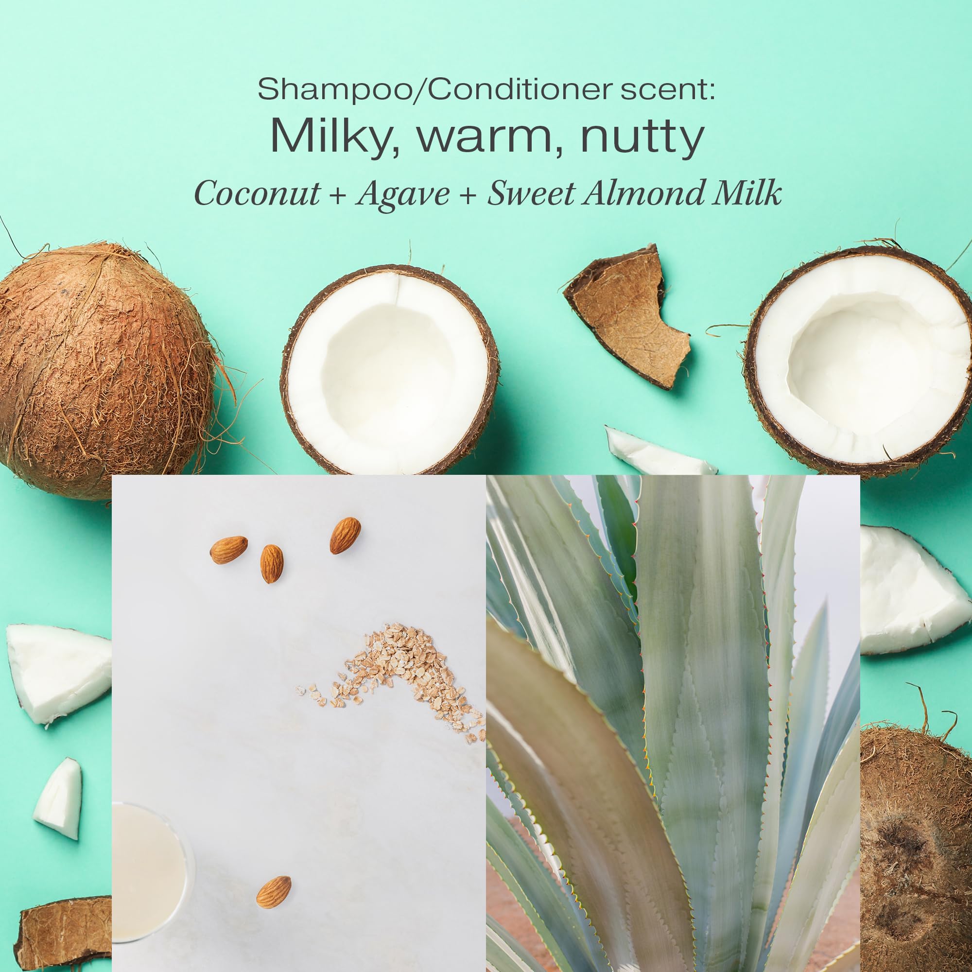 Raw Sugar Moisture Smoothie Shampoo and Conditioner Set with Coconut Oil, Agave & Sweet Almond Milk - Hydrating & Nourishing for Dry Hair - Sulfate Free & Paraben Free - Perfect for Damaged Hair Repair & Daily Moisture Boost
