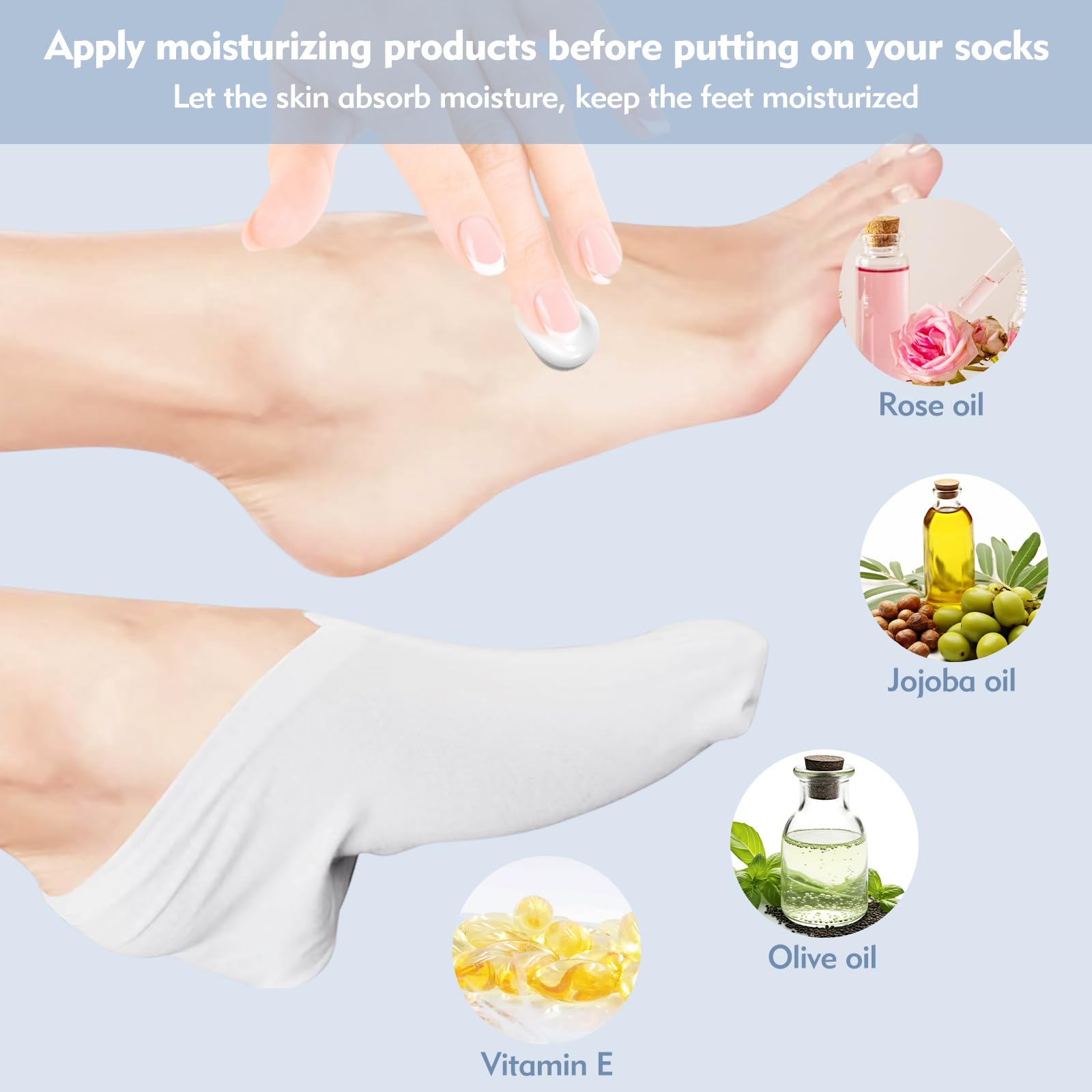 3 Pcs Moisturizing Socks for Cracked Heels Repair - Spa Socks with Lotion for Overnight Deep Hydration - Soft Foot Care for Dry Cracked Feet - Perfect for Home Spa, Relaxation & Nighttime Foot Treatment