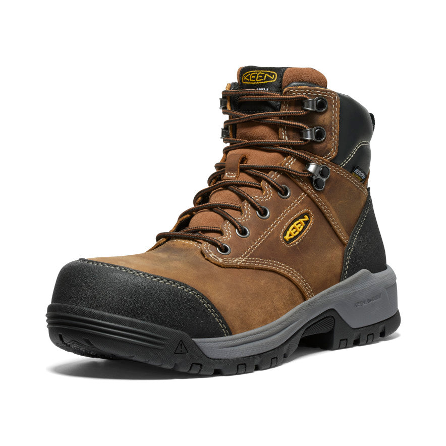 Men's Evanston 6 Waterproof Work Boot with Carbon Toe - Bison/Black - Durable Safety Boots for Construction, Hiking & Outdoor Work