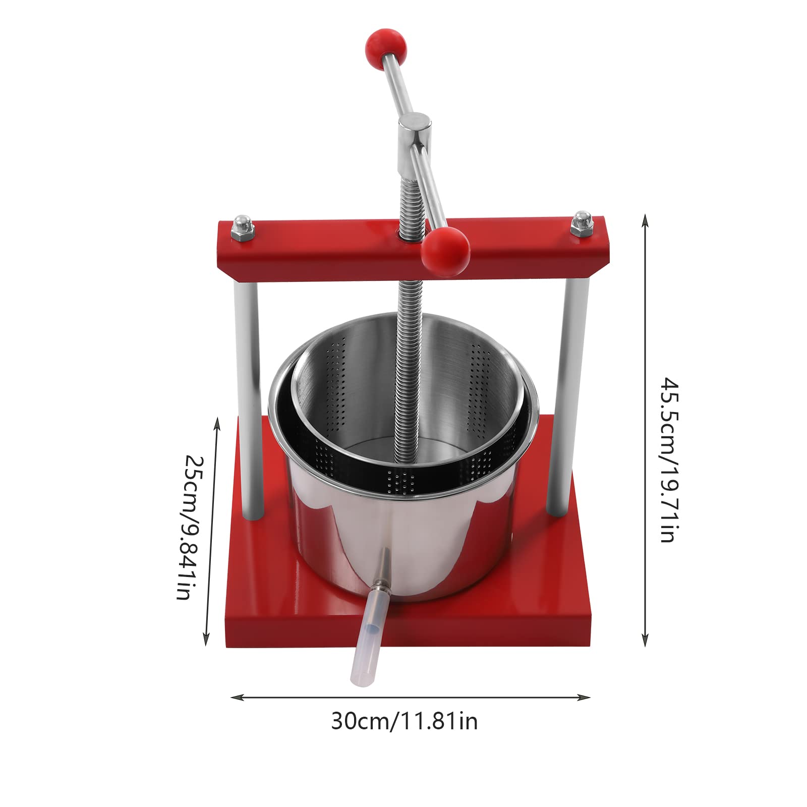 Stainless Steel 1.6 Gallon Manual Fruit Press for Juice, Wine, Cheese, Olive Oil - Herb Tincture & Vegetable Extractor - Perfect for Home Brewing, Cider Making, and DIY Essential Oils