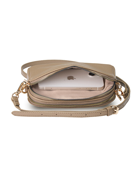 Tosca TH050 Small Crossbody Handbag for Women - Stylish Taupe Leather Purse for Everyday Use, Travel & Shopping