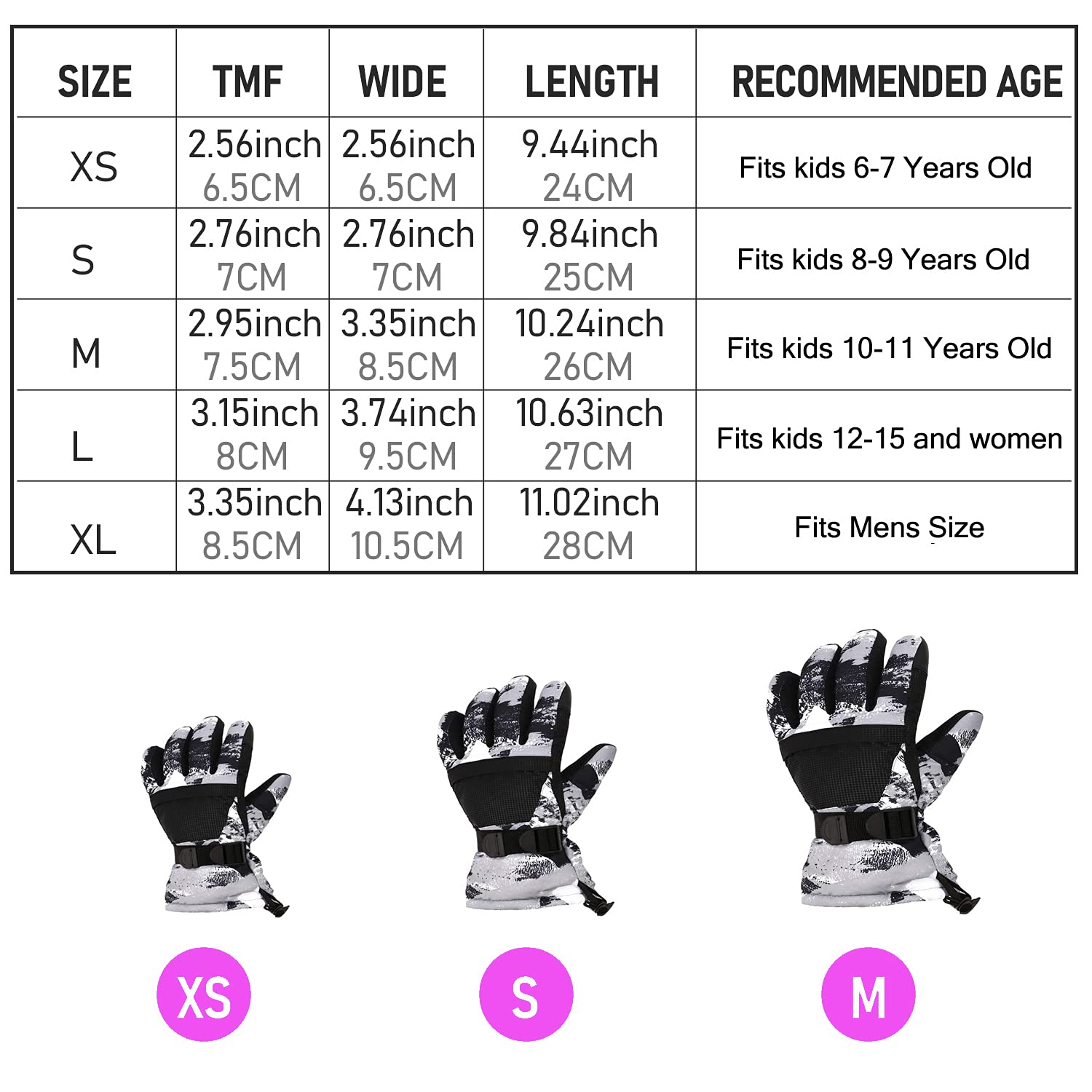 ZEAUBiM Kids Winter Waterproof Ski Gloves - Warm Touchscreen Snowboard Gloves for Boys & Girls | Perfect for Skiing, Snowboarding & Outdoor Winter Activities