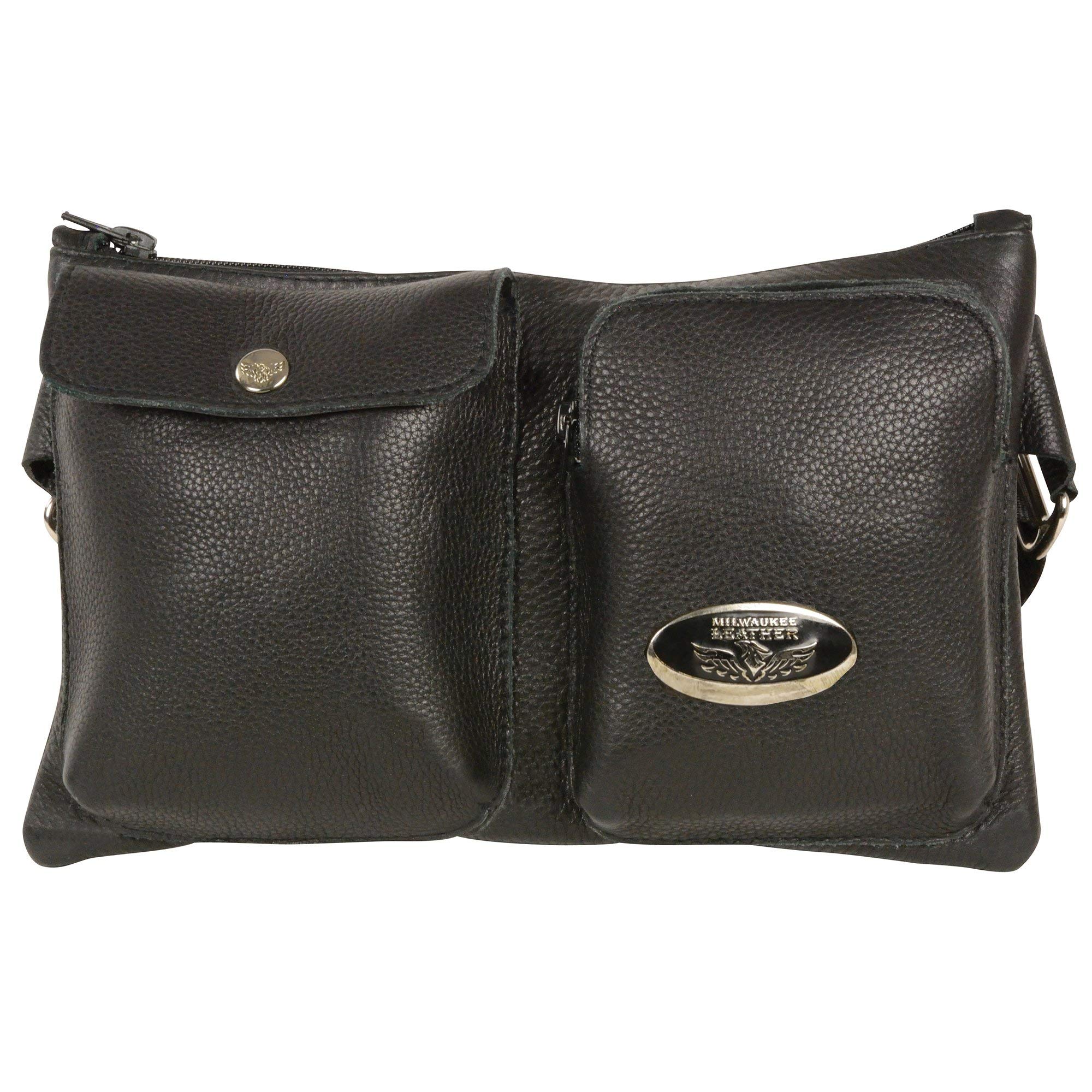Milwaukee Leather MP8825 Women's Black Leather Belt Bag - Stylish Waist Pack for Travel, Hiking & Everyday Use