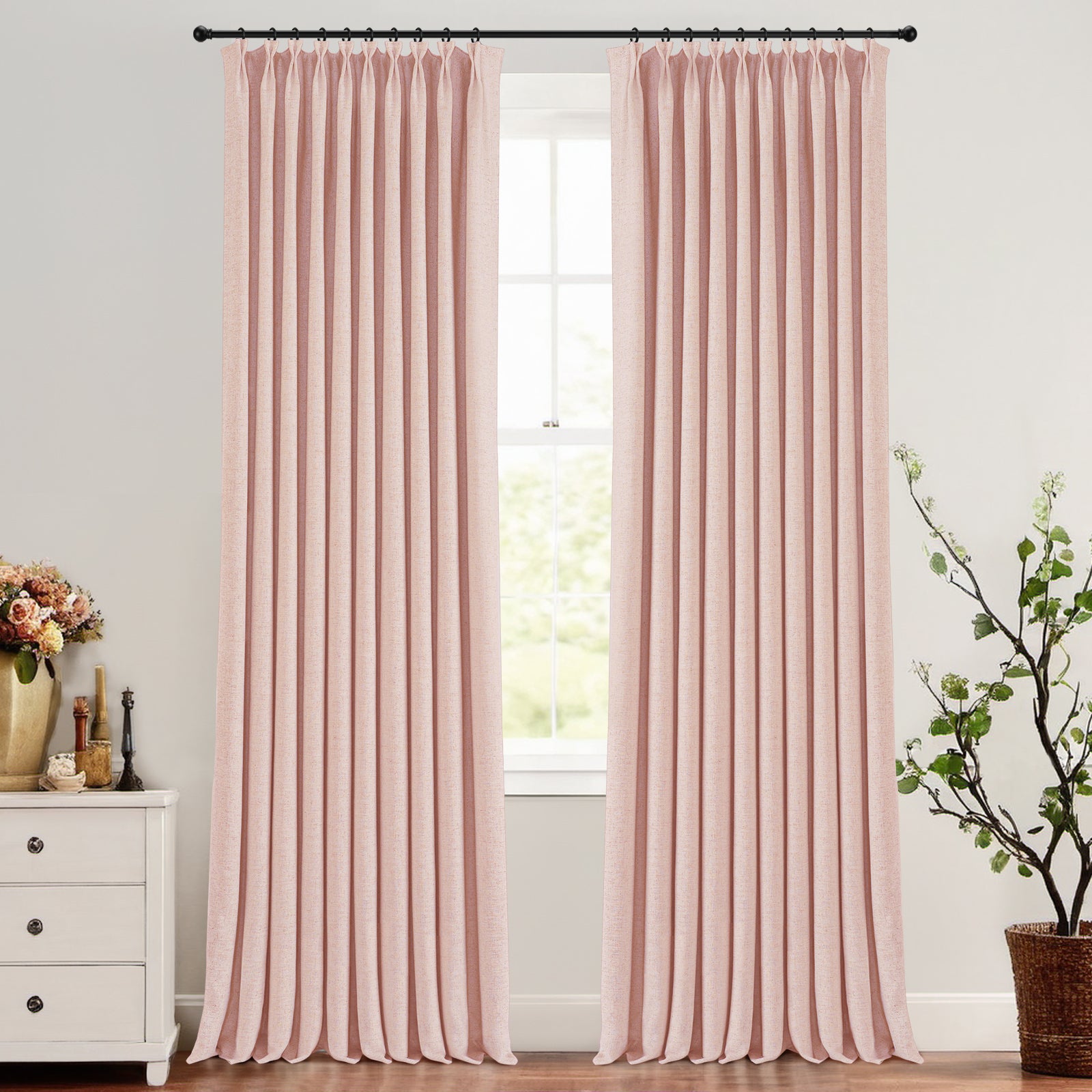 Glacier Gray Blackout Curtains - Ron Cotton Modern Pleated Drapes for Bedroom & Living Room | Noise Reducing & Thermal Insulated Window Treatments for Home Decor