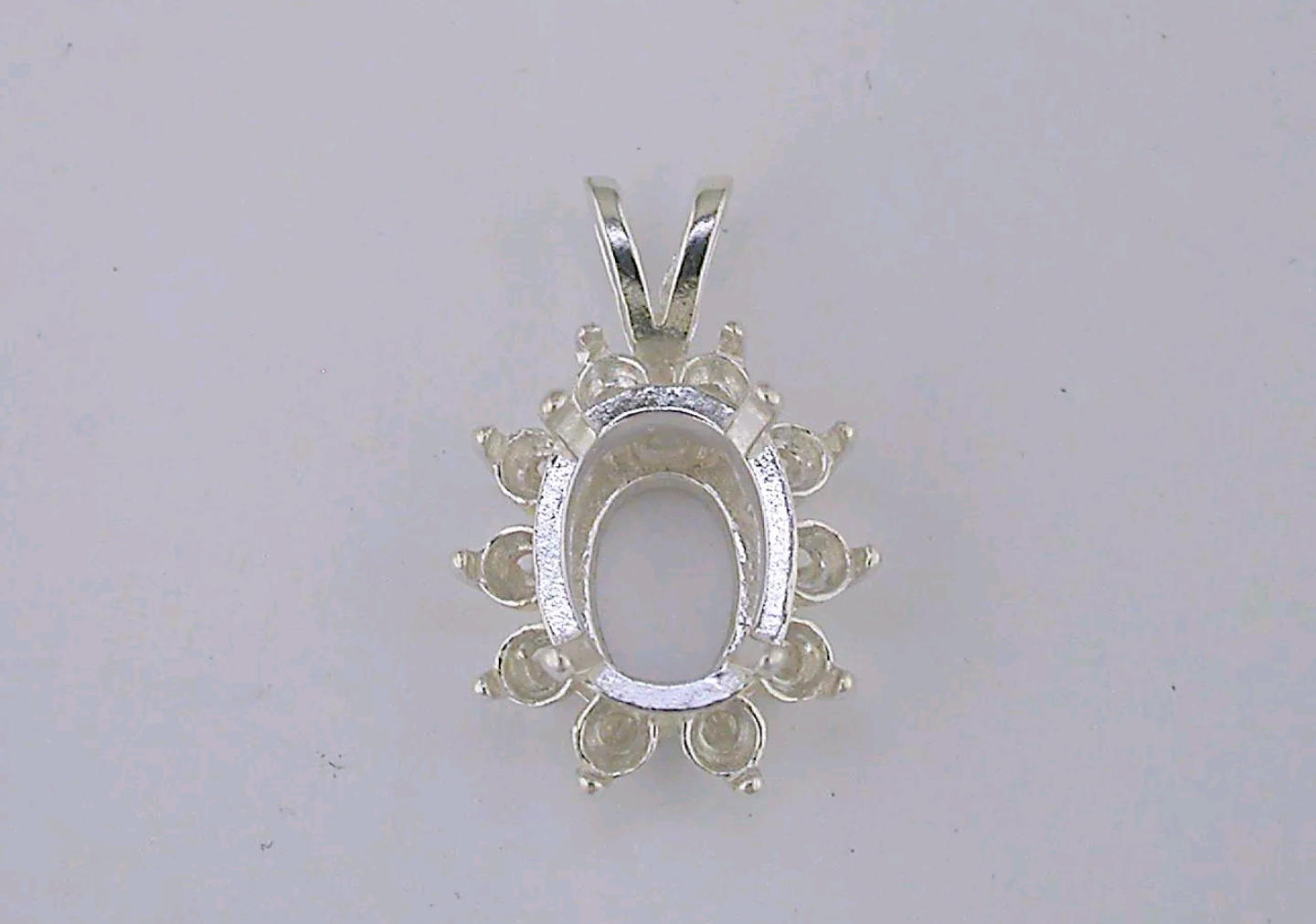 Solid Sterling Silver or 14kt Gold 5x3mm & 10x8mm Oval Cluster Pendant Setting with Accent - Handcrafted in USA | Perfect for Necklaces, Jewelry Making & Gift Giving